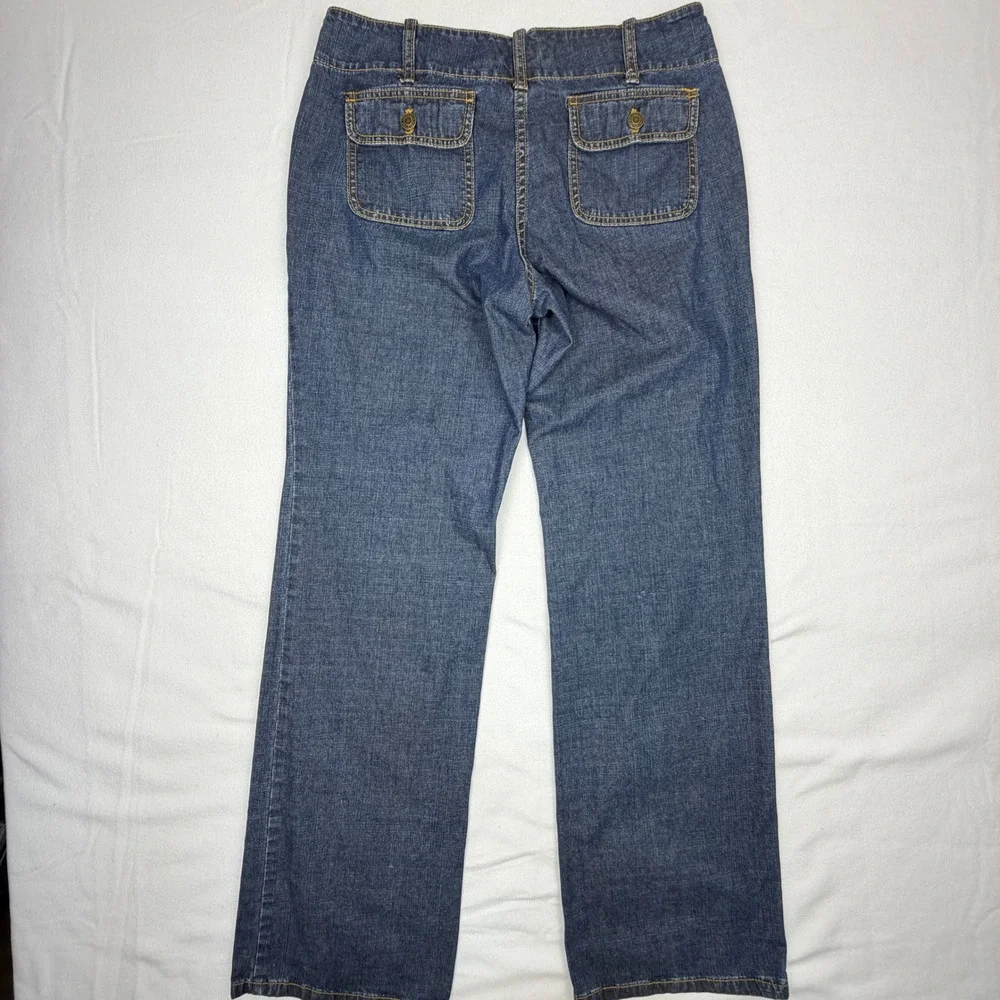 Michael Kors Womens Dark Wash Wide Leg Denim Jeans Blue Size 6 Trouser Style
